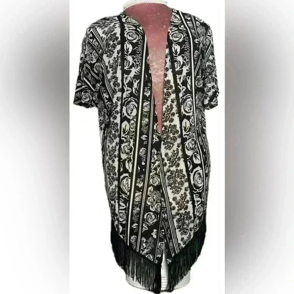 Siren Lily Fringe Floral Women's Kimono (308)